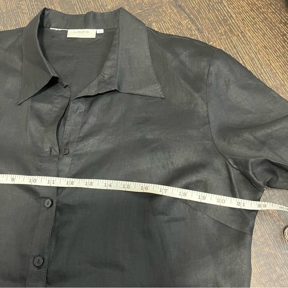 Laura | Black Button-Up sheer Top - Picture 6 of 9